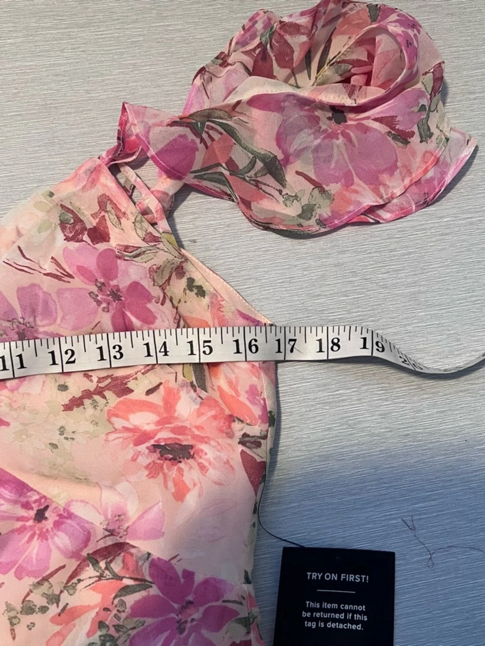 Lulus Watch Me Grow Pink Floral Print Cold-Shoulder High-Low Dress Size L NWT